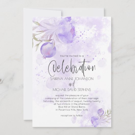 Rustige Waterverf Bleek Paars Roos en Roos Hip Kaart (Voorkant)