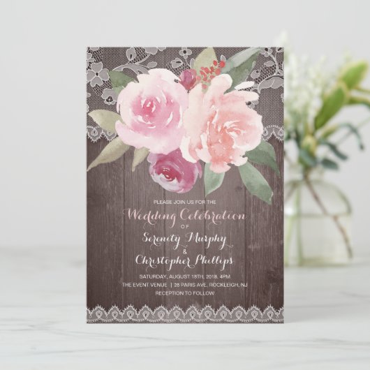 Rustige waterverf  bloedige bruiloft kaart (Staand voorkant)