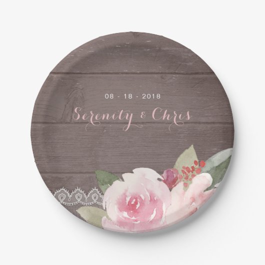 Rustige waterverf  bloedige bruiloft papieren bordje (Voorkant)