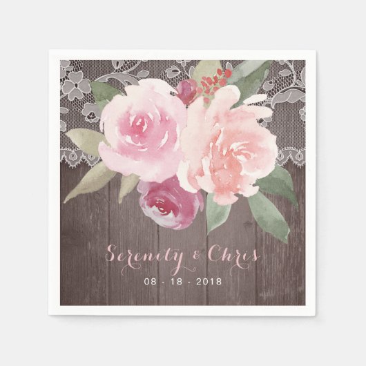 Rustige waterverf  bloedige bruiloft servetten (Voorkant)