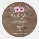 Rustige waterverf bloemen Dank je bruiloft Ronde Sticker (Voorkant)