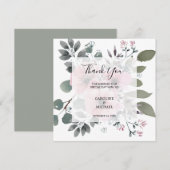 Rustige waterverf bloemen Dank je trouwkaart (Voorkant / Achterkant)