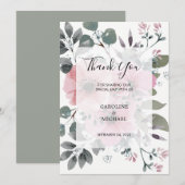 Rustige waterverf bloemen Dank je trouwkaart Kaart (Voorkant / Achterkant)