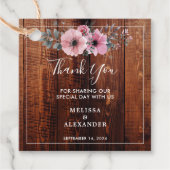 Rustige waterverf bloemen hout Weddenschap Dank je Bedankjes Labels (Voorkant)