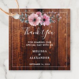 Rustige waterverf bloemen hout Weddenschap Dank je Bedankjes Labels