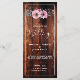 Rustige waterverf bloemen op een bruiloft met schu programmakaart