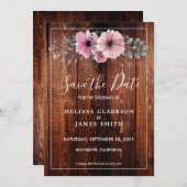 Rustige waterverf bloemen schors hout Save the Dat Kaart (Voorkant / Achterkant)