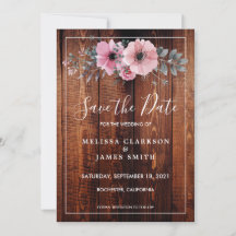 Rustige waterverf bloemen schors hout Save the Dat