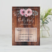 Rustige waterverf bloemen schuren hout RSVP bruilo Kaart (Staand voorkant)