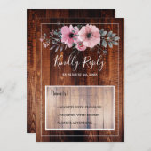 Rustige waterverf bloemen schuren hout RSVP bruilo Kaart (Voorkant / Achterkant)