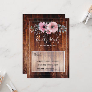 Rustige waterverf bloemen schuren hout RSVP bruilo Kaart