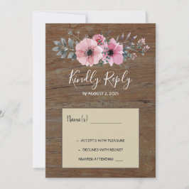 Rustige waterverf bloemen schuurhout RSVP Kaart