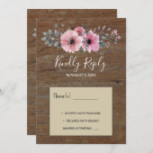 Rustige waterverf bloemen schuurhout RSVP Kaart (Voorkant / Achterkant)