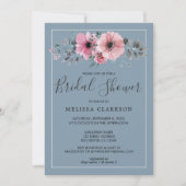 Rustige waterverf bloemen stoffig blauw Vrijgezell Kaart (Voorkant)