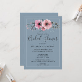 Rustige waterverf bloemen stoffig blauw Vrijgezell Kaart