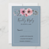 Rustige waterverf bloemen stoffige blauwe bruiloft kaart (Voorkant)