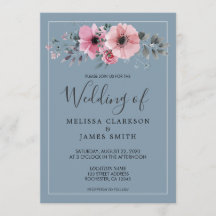 Rustige waterverf bloemen stoffige blauwe bruiloft