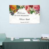 Rustige waterverf bloemen Welkom bruiloft Spandoek (Beurs)