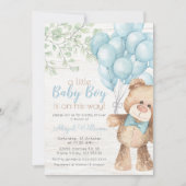 Rustige Waterverf Blue Beer Boy Baby shower Kaart (Voorkant)
