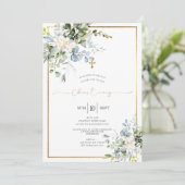 Rustige Waterverf Blue Gum Eucalyptus Christening Kaart (Staand voorkant)