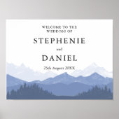 Rustige Waterverf Blue Mountain Wedding Welcome Poster (Voorkant)