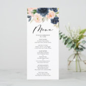 Rustige Waterverf Blush en Floral Wedding Menu (Staand voorkant)
