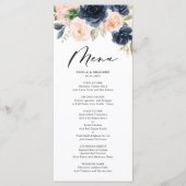 Rustige Waterverf Blush en Floral Wedding Menu (Voorkant)