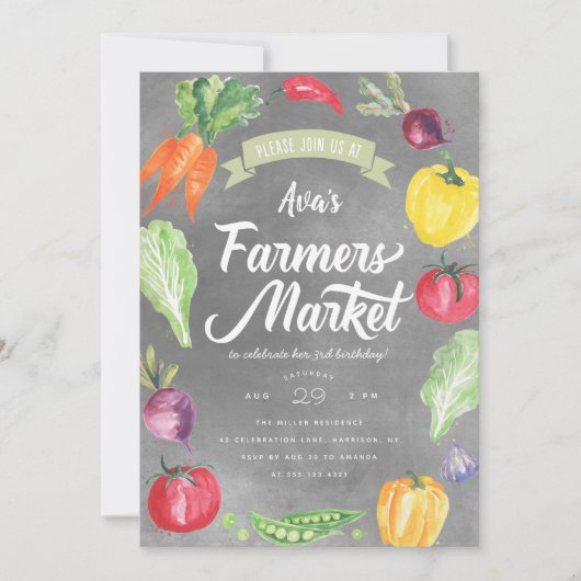 Rustige Waterverf boerenmarkt Birthday Party Kaart (Voorkant)