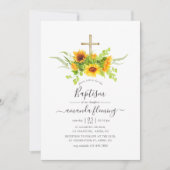 Rustige Waterverf Boheemse zonnebloemen Baptisme Kaart (Voorkant)