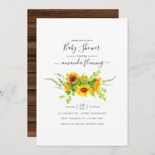 Rustige Waterverf Bohemen Baby shower zonnebloemen Kaart