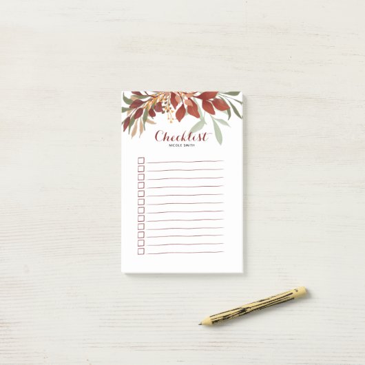 Rustige Waterverf Bohemen Herfst Calligrafie Post-it® Notes (Op bureau)