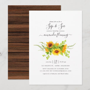 Rustige Waterverf Bohemiaanse zonnebloemen Sip and Kaart