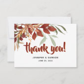 Rustige Waterverf Bohemian Fall Wedding Bedankkaart (Voorkant)