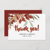 Rustige Waterverf Bohemian Fall Wedding Bedankkaart (Voorkant / Achterkant)