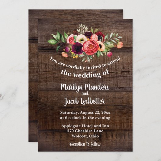 Rustige Waterverf Boho Floral Wedding Uitnodiging (Voorkant / Achterkant)