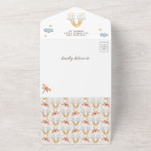 Rustige Waterverf Boho Regenbooginspectie Baby sho All In One Uitnodiging (Buitenkant)