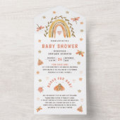 Rustige Waterverf Boho Regenbooginspectie Baby sho All In One Uitnodiging (Binnen)