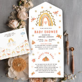 Rustige Waterverf Boho Regenbooginspectie Baby sho All In One Uitnodiging