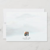 Rustige Waterverf Bomen en gebergte Dusty Blue Save The Date (Achterkant)