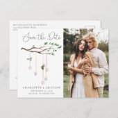 Rustige Waterverf boslichten sparen de Datum Aankondigingskaart (Voorkant / Achterkant)