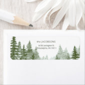 Rustige Waterverf Bossen Kerstmis Etiket (Insitu)