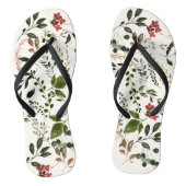 Rustige waterverf botanische florale bruiloft teenslippers (Voetbed)