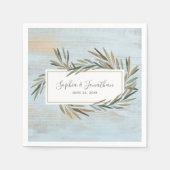 Rustige Waterverf Botanische Herb Blue Wood Weddin Servet (Voorkant)