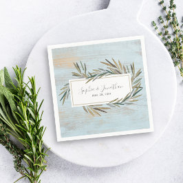 Rustige Waterverf Botanische Herb Blue Wood Weddin Servet