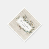 Rustige Waterverf Botanische kruidenbruiloft Servet (Hoek)