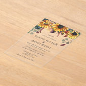 Rustige Waterverf Bourgogne Zonnebloemen Vallen br Acryl Uitnodigingen (Laagn)