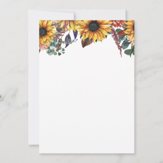 Rustige Waterverf Bourgogne Zonnebloemen Vallen br Kaart (Achterkant)