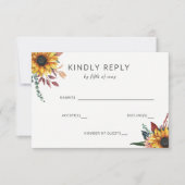 Rustige Waterverf Bourgogne Zonnebloemen Vallen br RSVP Kaartje (Voorkant)