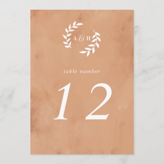Rustige Waterverf bruiloft 5x7 tabelnummer (Achterkant)