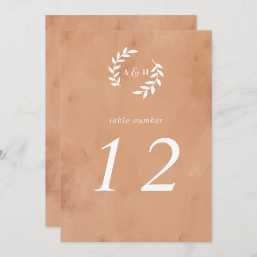 Rustige Waterverf bruiloft 5x7 tabelnummer (Voorkant / Achterkant)